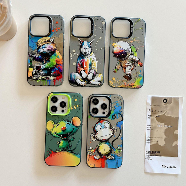 For iPhone 12 Pro Max Animal Pattern Oil Painting Series PC + TPU Phone Case(Colorful Cattle)