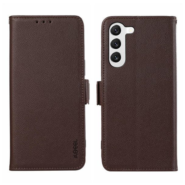 For Samsung Galaxy S21+ 5G ABEEL Side-Magnetic Litchi Pattern Leather RFID Phone Case(Brown)