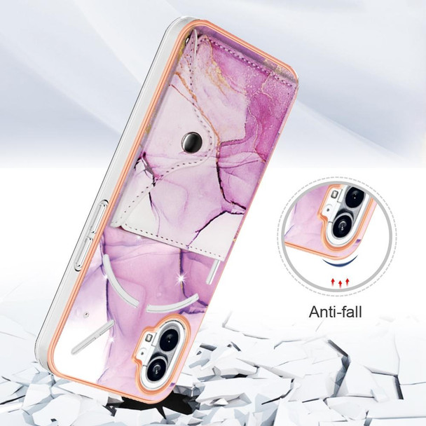 For Nothing Phone 1 Marble Pattern IMD Card Slot Phone Case(Pink Purple Gold)