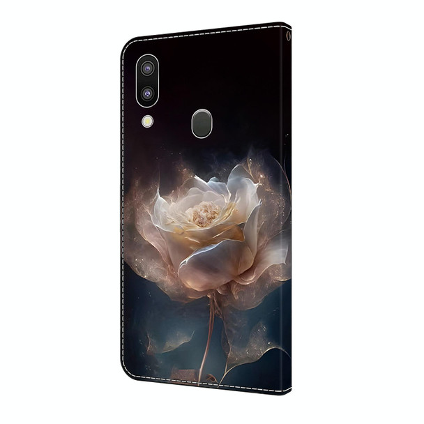 For Samsung Galaxy A40 Crystal Painted Leather Phone case(Peony)