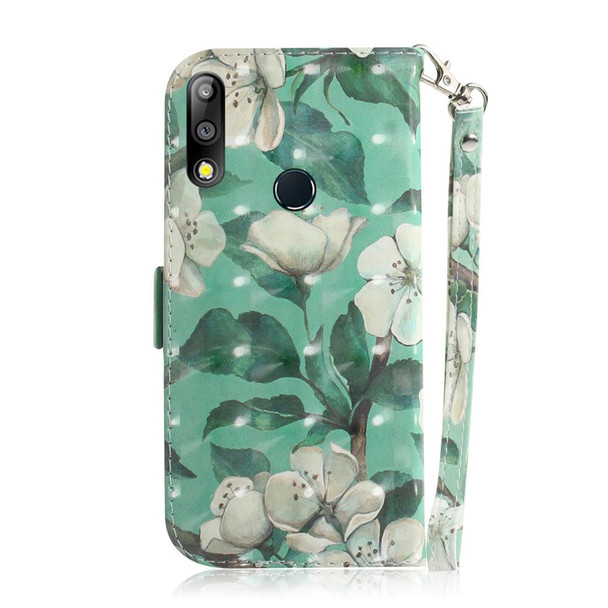 3D Colored Drawing Watercolor Flower Pattern Horizontal Flip Leatherette Case for Asus Zenfone Max Pro (M2) ZB631KL, with Holder & Card Slots & Wallet