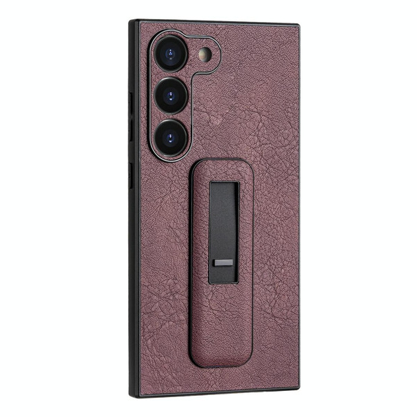 For Samsung Galaxy S22+ 5G PU Leather Push-pull Bracket Shockproof Phone Case(Wine Red)