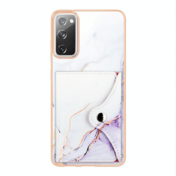 For Samsung Galaxy S20 FE 5G Marble Pattern IMD Card Slot Phone Case(White Purple)