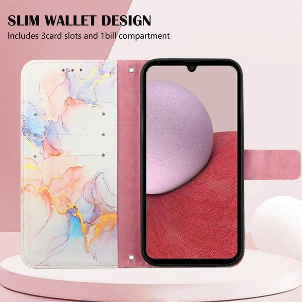 For Samsung Galaxy A24 4G PT003 Marble Pattern Flip Leather Phone Case(Galaxy Marble White LS004)