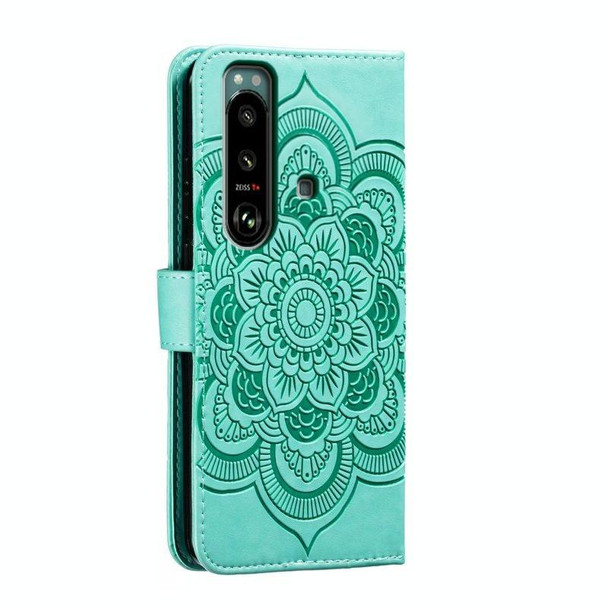 For Sony Xperia 5 III Sun Mandala Embossing Pattern Phone Leather Case(Green)