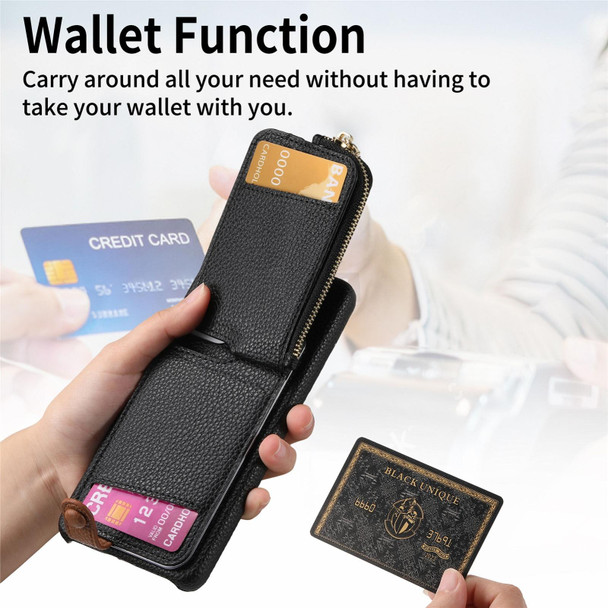 For Samsung Galaxy S21+ 5G Litchi Leather Oil Edge Ring Zipper Wallet Back Phone Case(Black)