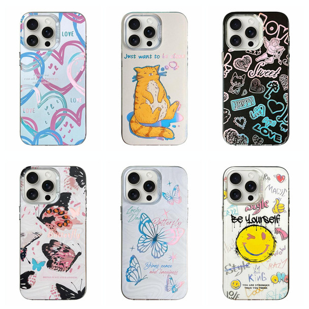 For iPhone 15 Pro Colorful Pattern TPU + PC Phone Case(Heart)