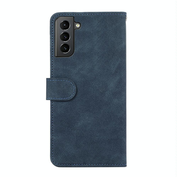 For Samsung Galaxy S21+ 5G ABEEL Color Block Magnetic RFID Leather Phone Case(Blue-Brown)