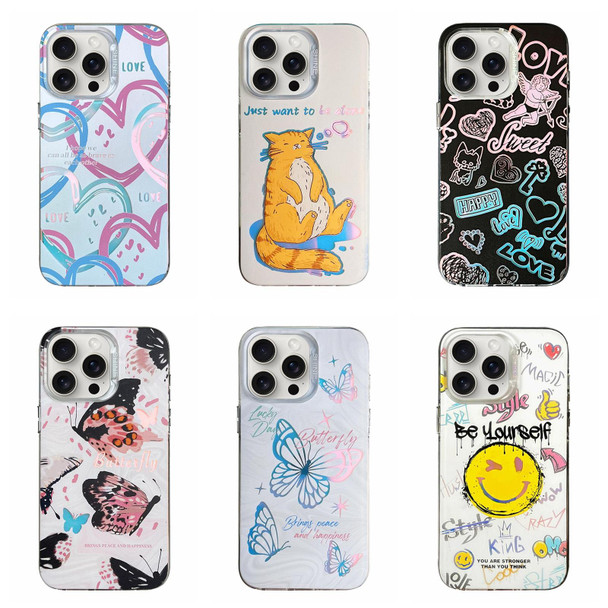 For iPhone 14 Pro Colorful Pattern TPU + PC Phone Case(Heart)