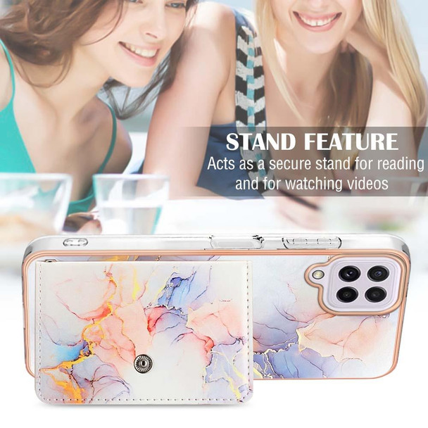 For Samsung Galaxy A22 4G EU Version Marble Pattern IMD Card Slot Phone Case(Galaxy Marble White)