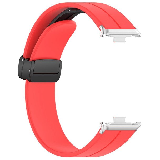 For Xiaomi  Mi Band 8 Pro Groove Folding Magnetic Buckle Silicone Watch Band(Red)