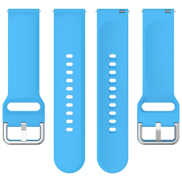 For CMF Watch Pro D395 22mm Solid Color Silver Buckle Silicone Watch Band, Size:L(Sky Blue)