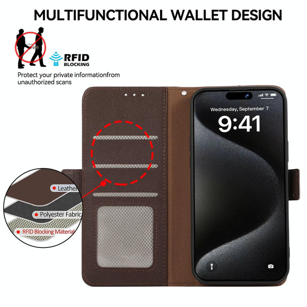 For Samsung Galaxy S22 Ultra 5G ABEEL Side-Magnetic Litchi Pattern Leather RFID Phone Case(Brown)