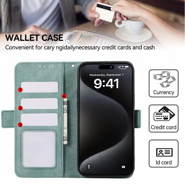 For Samsung Galaxy S24+ 5G ABEEL Frosted Magnetic RFID Leather Phone Case(Cyan)