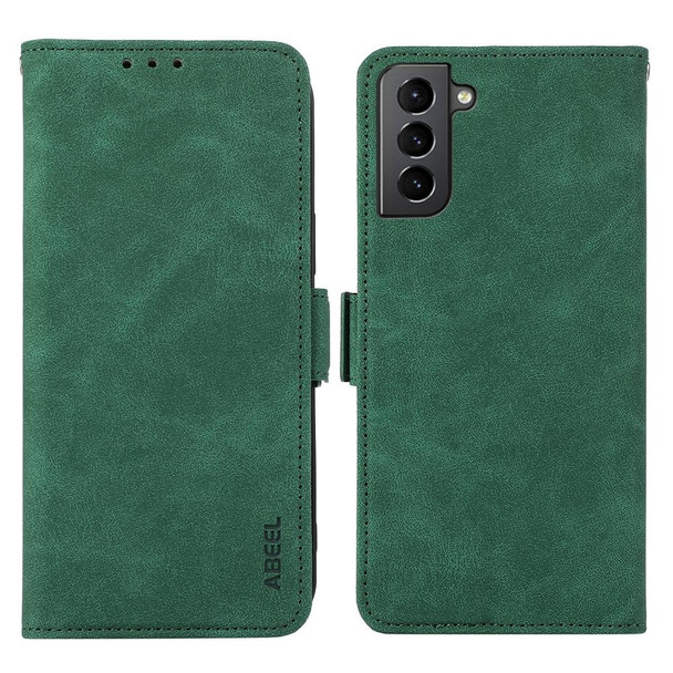 For Samsung Galaxy S21 5G ABEEL Frosted Magnetic RFID Leather Phone Case(Green)