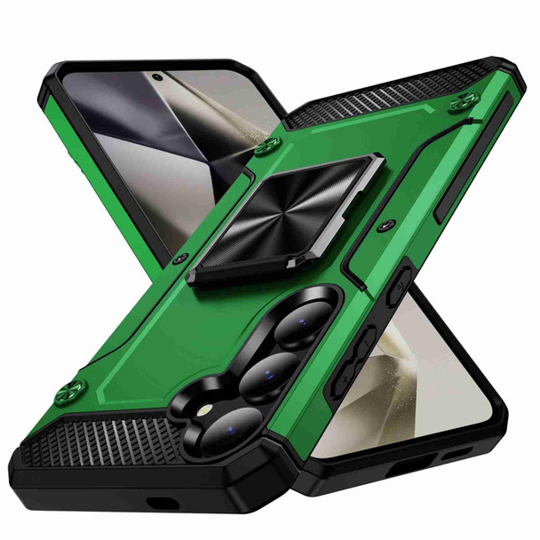 For Samsung Galaxy S24+ 5G Shockproof Metal Holder Phone Case(Green)