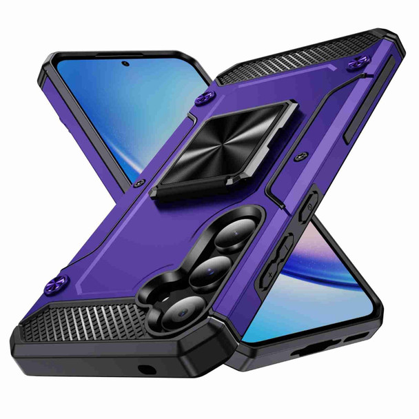 For Samsung Galaxy A35 Shockproof Metal Holder Phone Case(Purple)