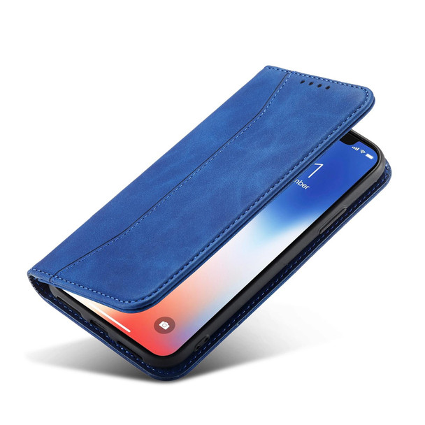 Magnetic Dual-fold Leather Case - iPhone XS / X(Blue)