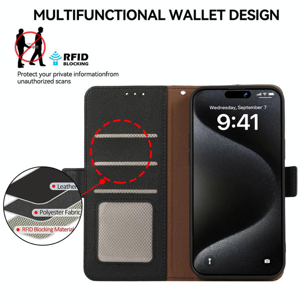 For Samsung Galaxy S24 Ultra 5G ABEEL Side-Magnetic Litchi Pattern Leather RFID Phone Case(Black)