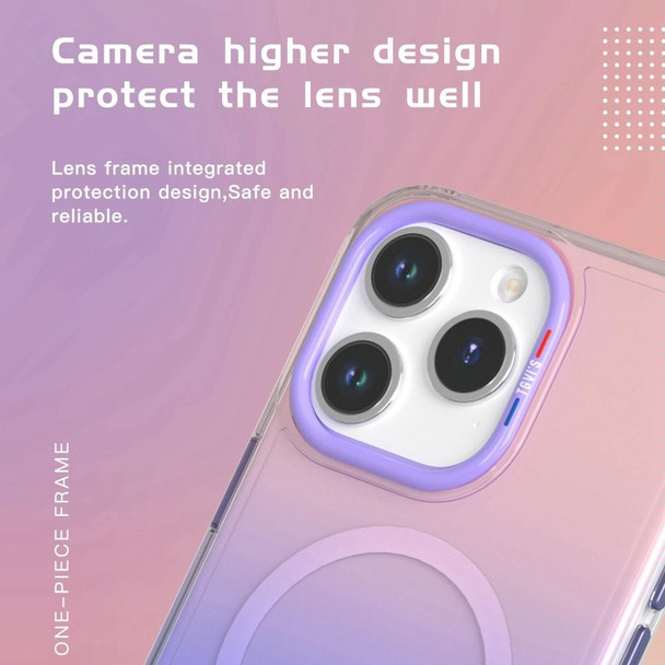 For iPhone 15 TGVIS Aurora Series MagSafe Magnetic Phone Case(Gradient Purple)