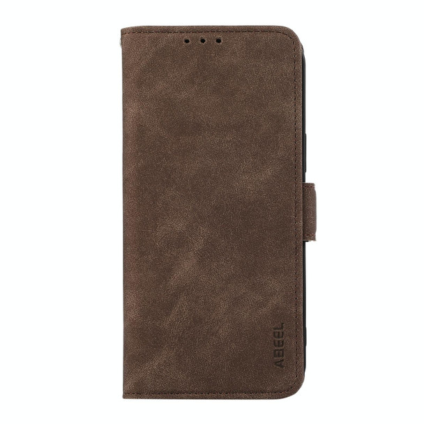 For Samsung Galaxy S21 5G ABEEL Frosted Magnetic RFID Leather Phone Case(Brown)