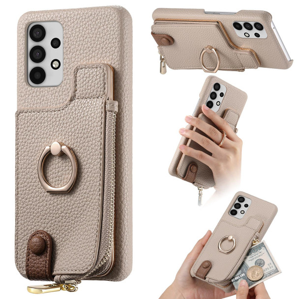 For Samsung Galaxy A32 5G Litchi Leather Oil Edge Ring Zipper Wallet Back Phone Case(White)