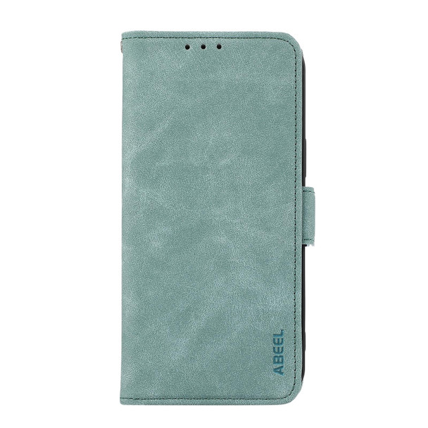 For iPhone 14 Pro ABEEL Frosted Magnetic RFID Leather Phone Case(Cyan)