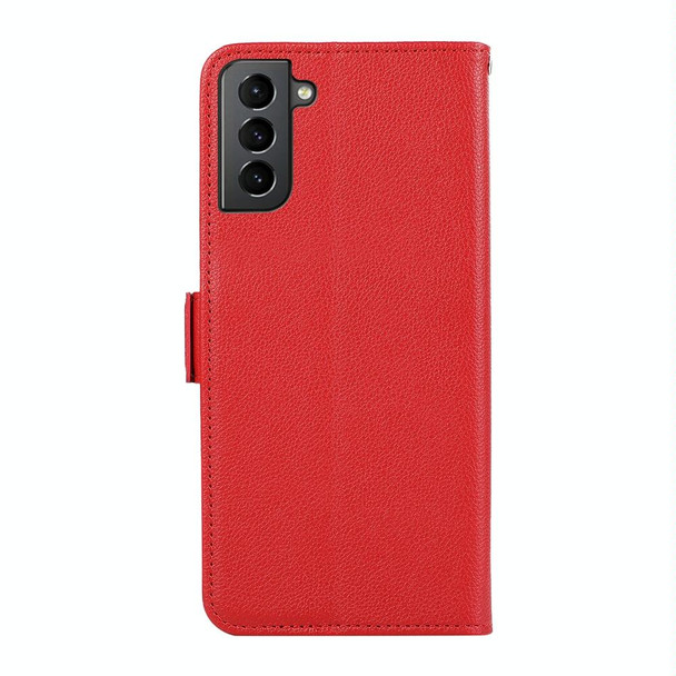 For Samsung Galaxy S21 5G ABEEL Side-Magnetic Litchi Pattern Leather RFID Phone Case(Red)
