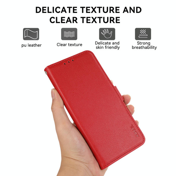 For Samsung Galaxy S21 5G ABEEL Side-Magnetic Litchi Pattern Leather RFID Phone Case(Red)