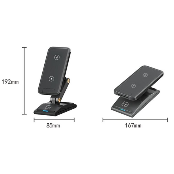 3-In-1 15W Portable Folding Desktop Stand Mobile Phone Wireless Charger(White)