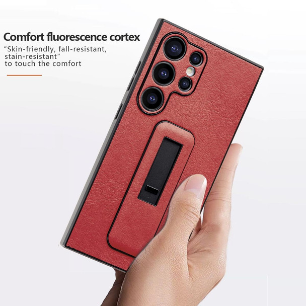 For Samsung Galaxy S22+ 5G PU Leather Push-pull Bracket Shockproof Phone Case(Red)