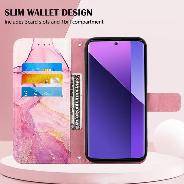 For Xiaomi Redmi Note 13 Pro+ 5G PT003 Marble Pattern Flip Leather Phone Case(Pink Purple Gold)