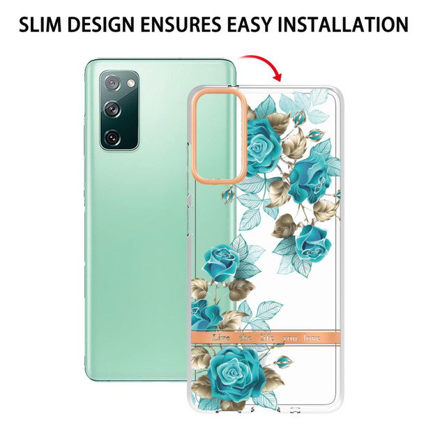 Samsung Galaxy S20 FE 4G / 5G Flowers and Plants Series IMD TPU Phone Case(Blue Rose)