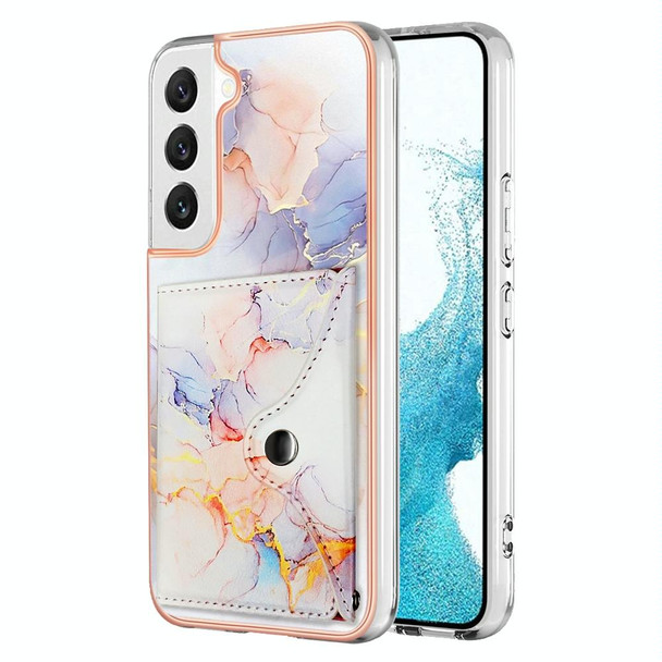 For Samsung Galaxy S22+ 5G Marble Pattern IMD Card Slot Phone Case(Galaxy Marble White)