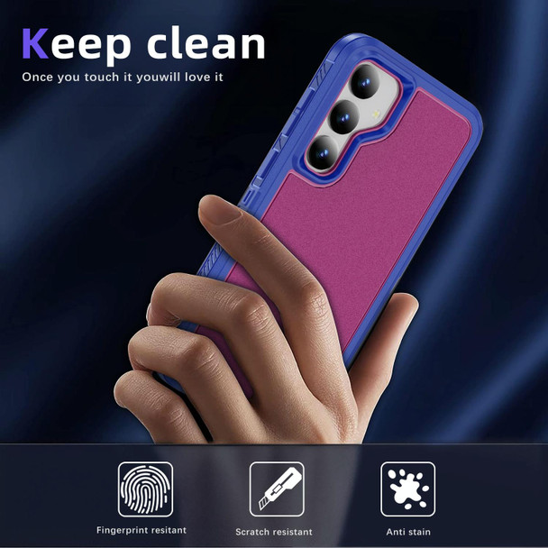 For Samsung Galaxy S24 5G Guard Life Waterproof Frosted Phone Case(Blue+Rose Red)
