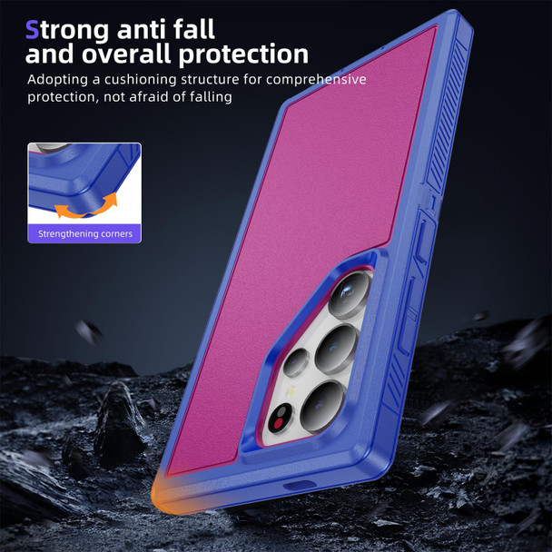 For Samsung Galaxy S24 Ultra 5G Guard Life Waterproof Frosted Phone Case(Blue+Rose Red)