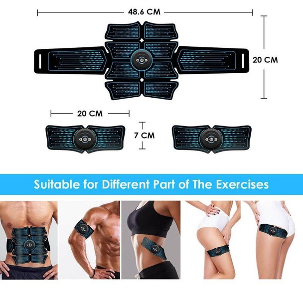 1082 EMS Muscle Training Abdominal Muscle Stimulator Home Fitness Belt(8 Pieces Blue Human Word Belt)