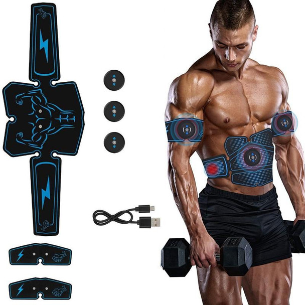 1082 EMS Muscle Training Abdominal Muscle Stimulator Home Fitness Belt(8 Pieces Blue Human Word Belt)