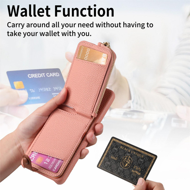 For Samsung Galaxy S21+ 5G Litchi Leather Oil Edge Ring Zipper Wallet Back Phone Case(Pink)