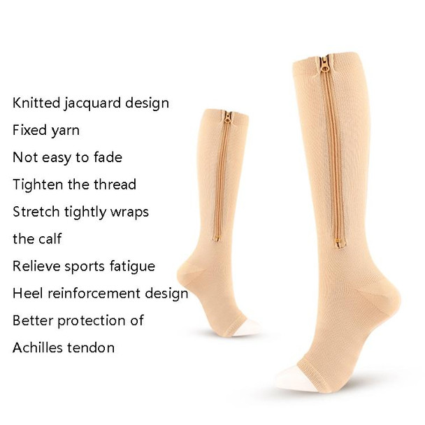 Sports Pressure Socks Compressed Brake Zipper Socks, Size: XXL(Copper Skin Color)