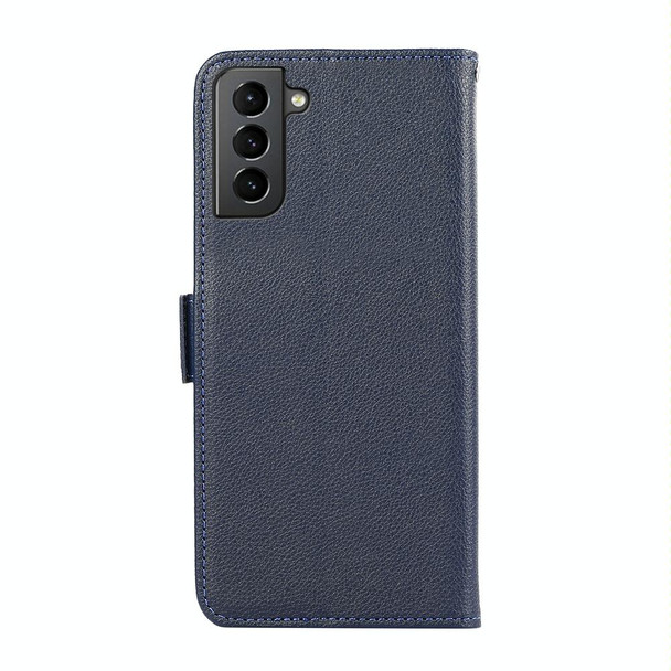 For Samsung Galaxy S21 5G ABEEL Side-Magnetic Litchi Pattern Leather RFID Phone Case(Blue)