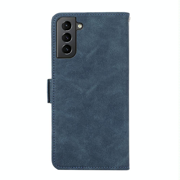 For Samsung Galaxy S21+ 5G ABEEL Frosted Magnetic RFID Leather Phone Case(Blue)