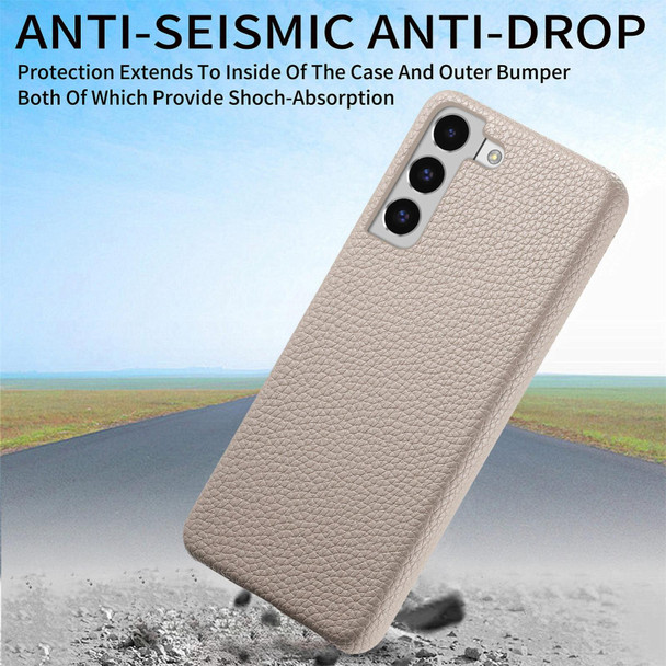 For Samsung Galaxy S22+ 5G Litchi Oil Edge Leather Back Phone Case(Khaki)