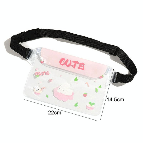 Large Capacity Cell Phone Triple Sealed Waterproof Bag Outdoor Drifting Waterproof Waist Bag(Pink Bunny)