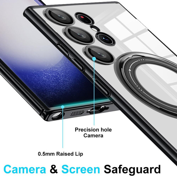 For Samsung Galaxy A13 4G Electroplating MagSafe 360 Degree Rotation Holder Shockproof Phone Case(Black)