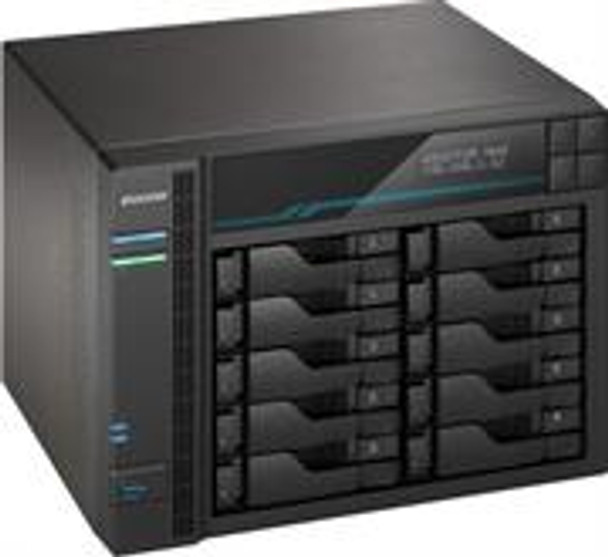 Asustor Lockerstor 10 Pro AS7110T Series Enterprise Network Attached Storage, 3.4GHz Quad-Core, One 10GbE Port, Three 2.5GbE Ports, Two M.2 Slots for NVMe SSD Cache, 8GB RAM DDR4 (10 Bay Diskless NAS), Retail Box, 1 year warranty