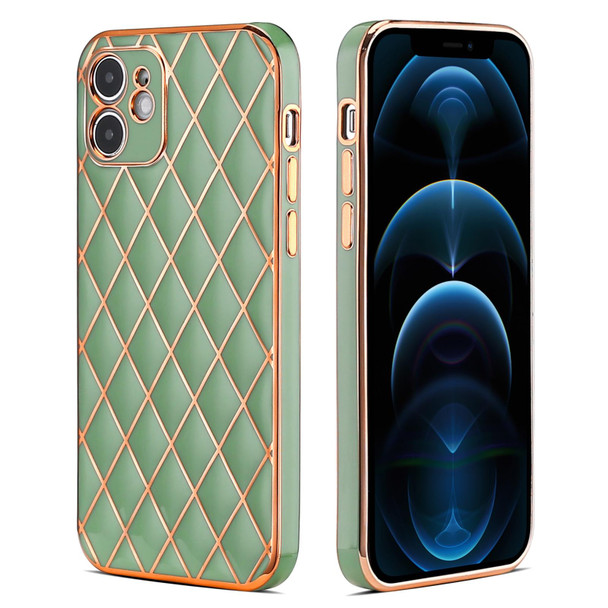 Electroplated Rhombic Pattern Sheepskin TPU Protective Case - iPhone 12 mini(Avocado Green)
