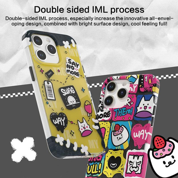 For iPhone 15 Plus TGVIS Stylish Series Graffiti Pattern Phone Case(Blue)