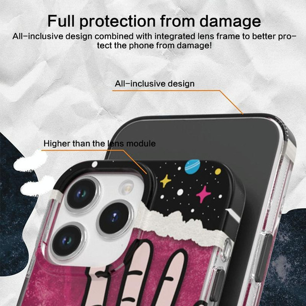 For iPhone 15 Pro TGVIS Stylish Series Graffiti Pattern Phone Case(Black)