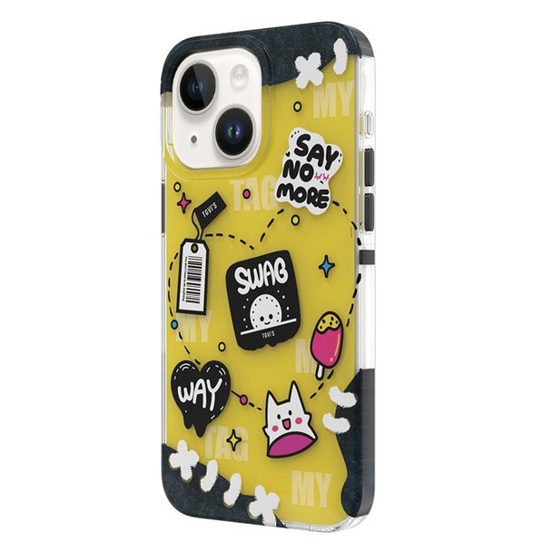 For iPhone 15 TGVIS Stylish Series Graffiti Pattern Phone Case(Yellow)